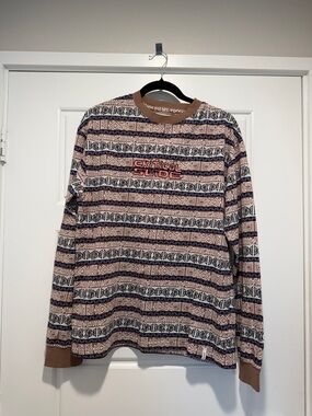 Casual Striped Knit Sweater - Brown Multi